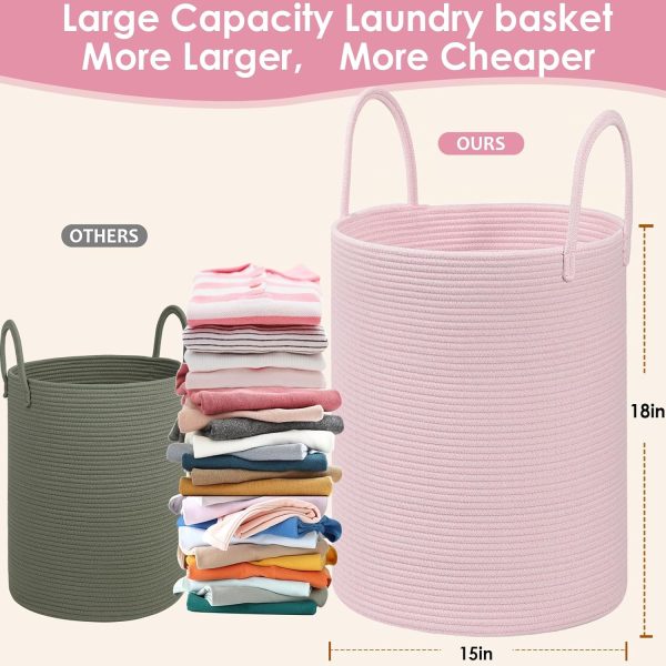HOBASKET Cotton Rope Laundry Basket-1