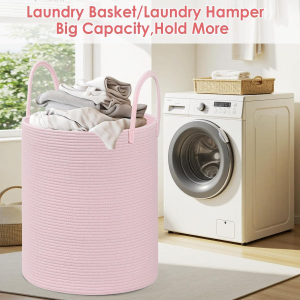 HOBASKET Cotton Rope Laundry Basket-4