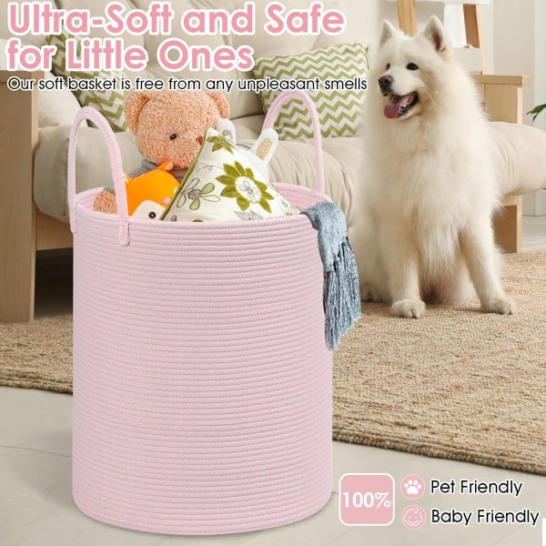 HOBASKET Cotton Rope Laundry Basket-5