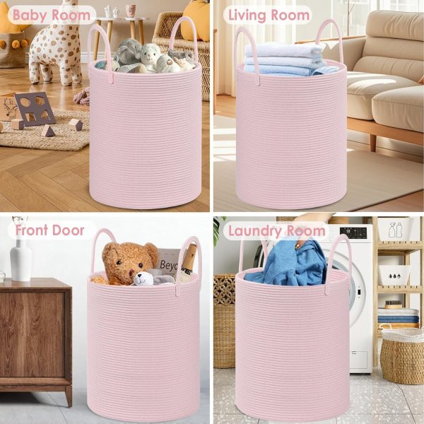 HOBASKET Cotton Rope Laundry Basket-2
